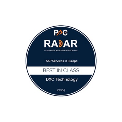  PAC RADAR Best in Class analyst award badge, SAP Services in Europe | DXC Technology